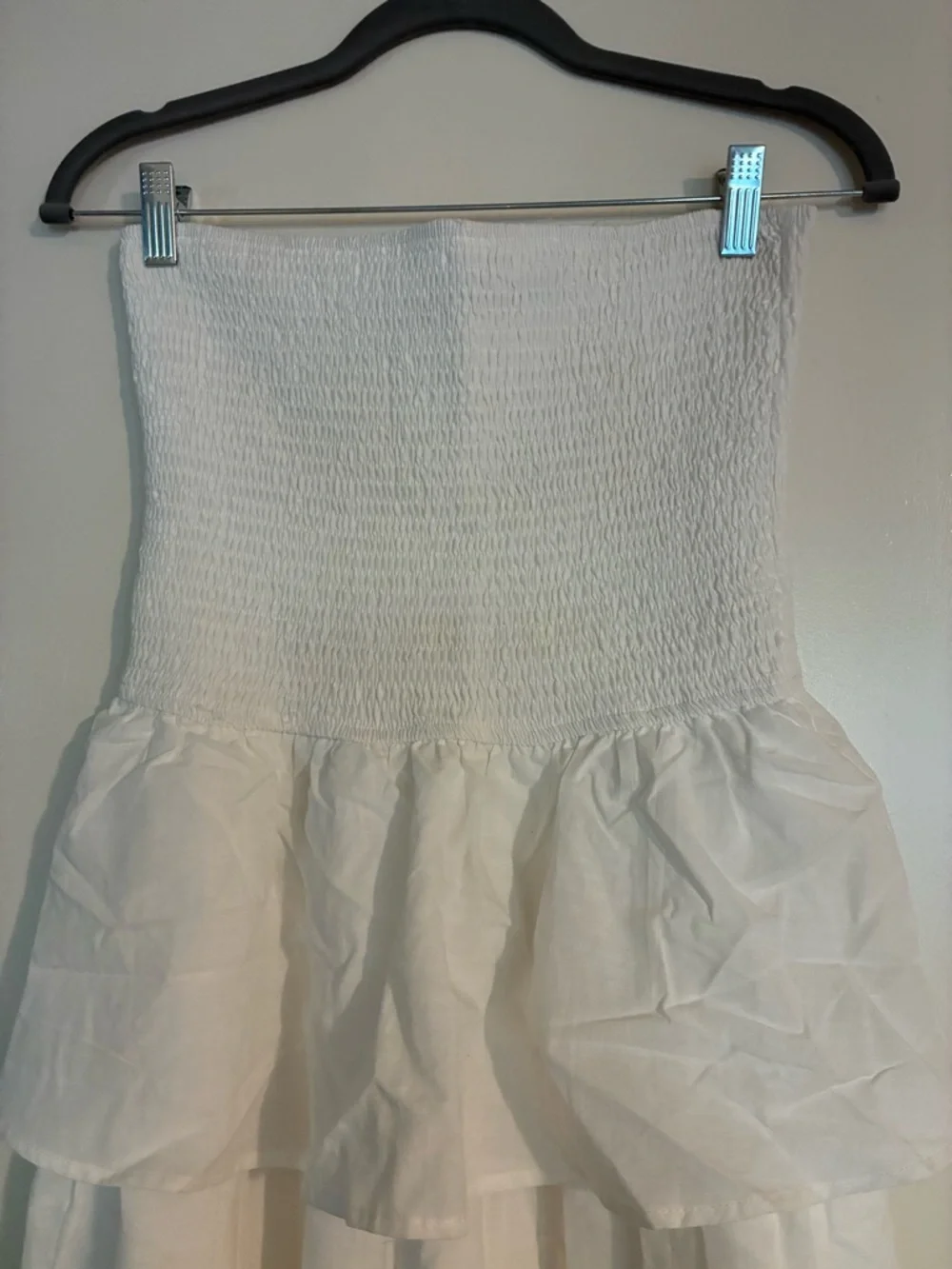 Strapless White Tiered Maxi Dress - Picture 2 of 7